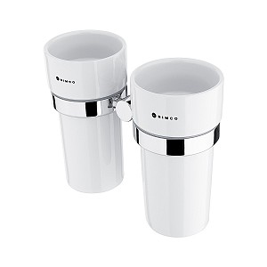 Chrome Double toothbrush holder Double cup holder. Ceramic cups.