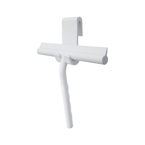 White Shower wiper with holder Metal wiper, silicone surface.