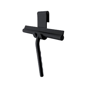 Black Shower wiper with holder Metal wiper, silicone surface.