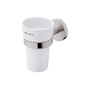 Brushed stainless steel Cup holder Cup holder. Ceramic cup. Holder made of brushed stainless steel.