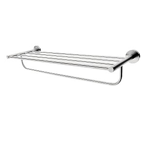 Brushed stainless steel Towel shelf, 65 cm. Towel shelf with grab bar for hanging towels. Brushed stainless steel.