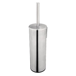 Brushed stainless steel Toilet brush tube holder All-metal toilet brush holder. Brushed stainless steel. Free standing or it can be hung.