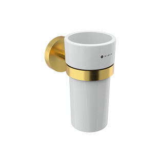 Brushed gold Cup holder Cup holder. Ceramic container.