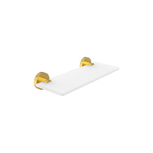 Brushed gold Shelf for a phone Shelf. Extra clear frosted glass. Size 20x11 cm. Glass thickness 8 mm!