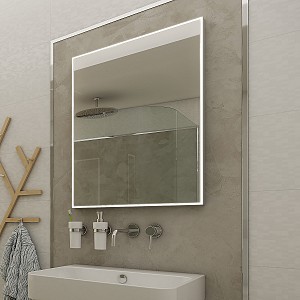Aluminium LED  mirror 500x700 Illuminated bathroom LED mirror. Output 35 W, color temperature – warm white 4000 K. 2520 Lumens.