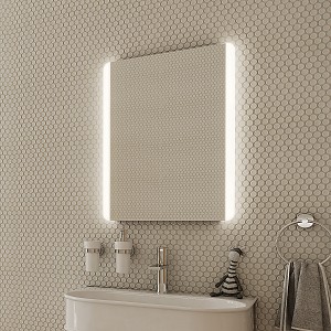 Aluminium LED mirror 500x700 with touch sensor Illuminated bathroom LED mirror. Possibility of setting color temperature from 3000 to 6500 K. Output 21 W. 1512 Lumens.