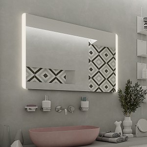 Aluminium LED mirror 800x700 with touch sensor Illuminated bathroom LED mirror. Possibility of setting color temperature from 3000 to 6500 K. Output 21 W. 1512 Lumens.