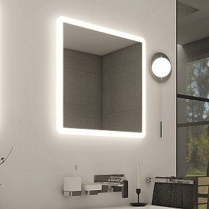 Aluminium LED  mirror 600x600 Illuminated bathroom LED mirror. Output 35 W, temperature 6500 K. 2520 Lumens.