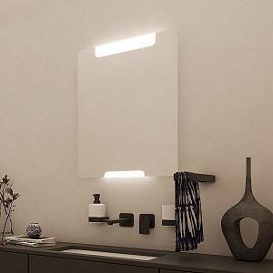Aluminium LED mirror 600x800 with touch sensor Illuminated bathroom LED mirror. Output 10,5 W. Possibility of setting color temperature 3000 - 6500 K. 756 Lumens.