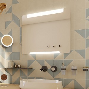 Aluminium LED  mirror 800x700 Illuminated bathroom LED mirror. Output 16,5 W, color temperature 6500 K. 1188 Lumens.