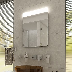 Aluminium LED mirror 500x700 with touch sensor Illuminated bathroom LED mirror. Output 7,5 W. Possibility of setting color temperature 3000 - 6500 K. 540 Lumens.
