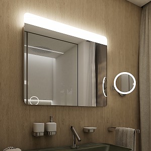 Aluminium LED mirror 800x700 with touch sensor Illuminated bathroom LED mirror. Output 12 W. Possibility of setting color temperature 3000 - 6500 K. 864 Lumens.