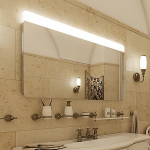 Aluminium LED  mirror 1200x700 Illuminated bathroom LED mirror. Output 18 W, color temperature 6500 K. 1296 Lumens.