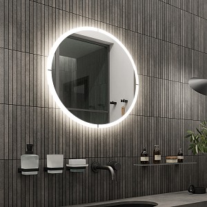 Kulaté zrcadlo do koupelny 80 cm s osvětlením, bez rámu