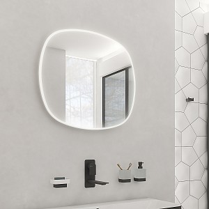 Aluminium Oval LED mirror dia. 700 Illuminated oval bathroom LED mirror. Output 28 W, color temperature 6500 K. 2592 Lumen.