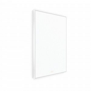 Bílé zrcadlo do koupelny 60x80 s osvětlením po stranách, dva dotykové spínače