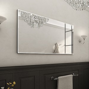 Black Black LED mirror 1200x700 with touch sensor Illuminated bathroom LED mirror. Output 55 W. Possibility of setting color temperature 3000 - 6500 K. 3960 Lumens.