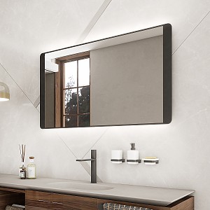 Black Black LED mirror 800x600 with touch sensor Illuminated bathroom LED mirror. Output 23 W. Possibility of setting color temperature 3000 - 6500 K. 1656 Lumen.