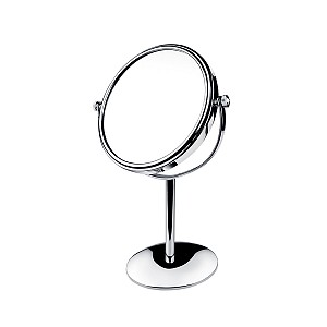Chrome Magnifying cosmetic mirror Free standing cosmetic mirror made of brass. Swivel head. 3x magnification mirror from one side.