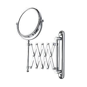 Chrome Magnifying cosmetic mirror Wall cosmetic mirror made of brass. Swivel head. 3x magnification mirror from one side.