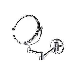 Chrome Magnifying cosmetic mirror Wall cosmetic mirror made of brass. Swivel head. Diam. 15 cm. magnification mirror from one side.