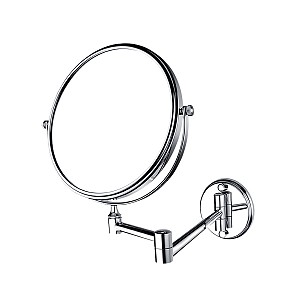 Chrome Magnifying cosmetic mirror Wall cosmetic mirror made of brass. Swivel head. Diam. 20 cm. 3x magnification mirror from one side.