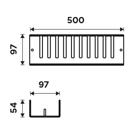 Black shower shelf 50 cm
