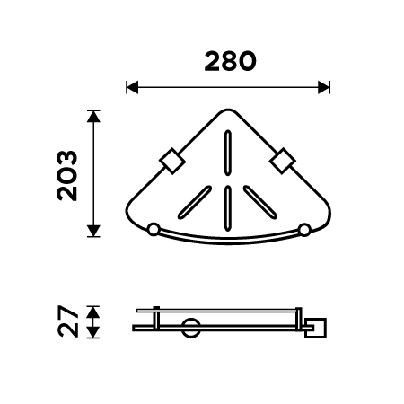 Rohová police s ohrádkou IXI