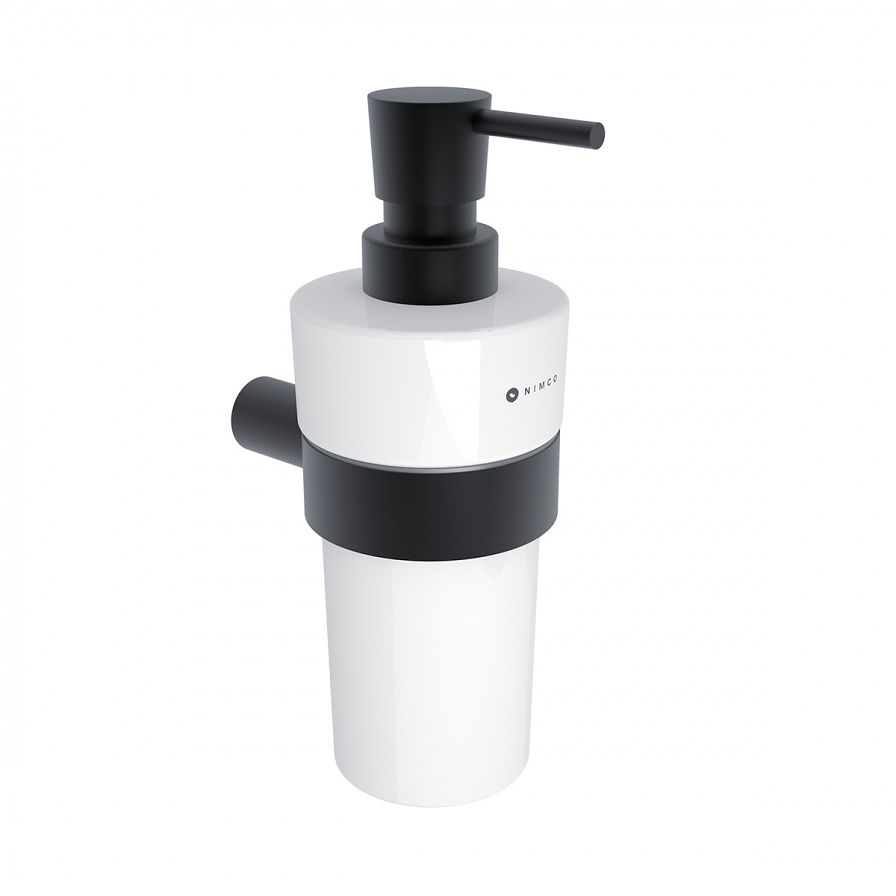 Black soap dispenser, brass pump