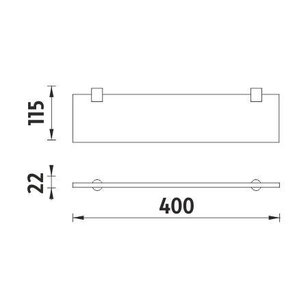 Black shelf without rail, 40 cm