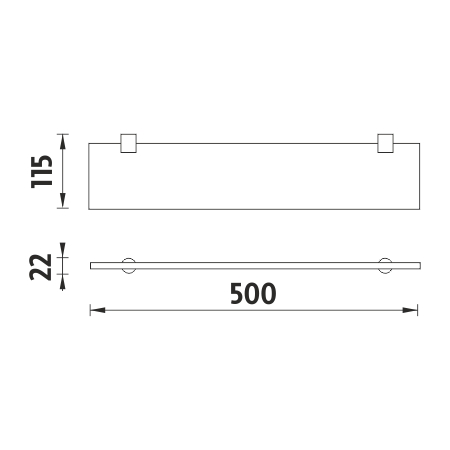 Black shelf without rail, 50 cm