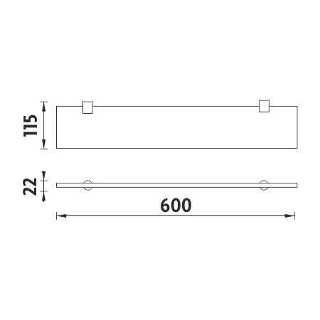 Black shelf without rail, 60 cm
