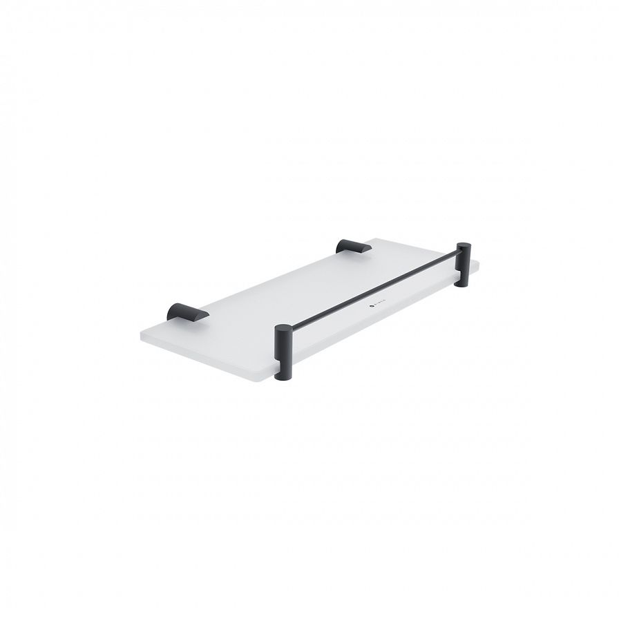 Black shelf with rail, 30 cm