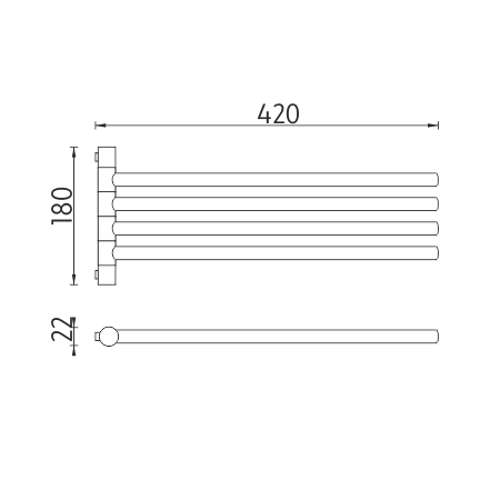 Black swivel towel holder, 42 cm