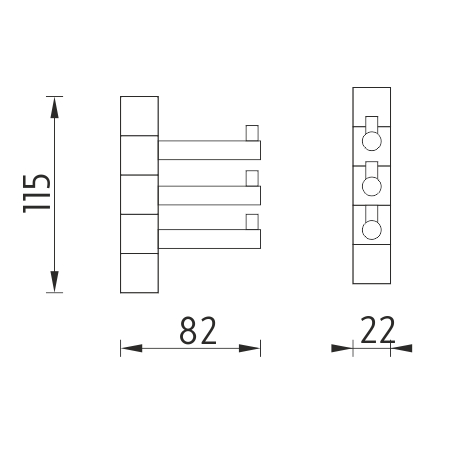 Černý trojitý otočný háček