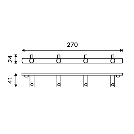 Černý čtyřháček s jednoduchými háčky
