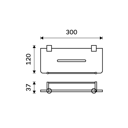Black shelf IXI with playpen, 30 cm