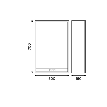 Black LED backlit mirror cabinet 500 LEFT.