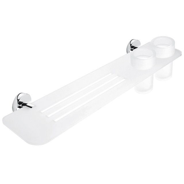 Shelf with glass cups for toothbrush