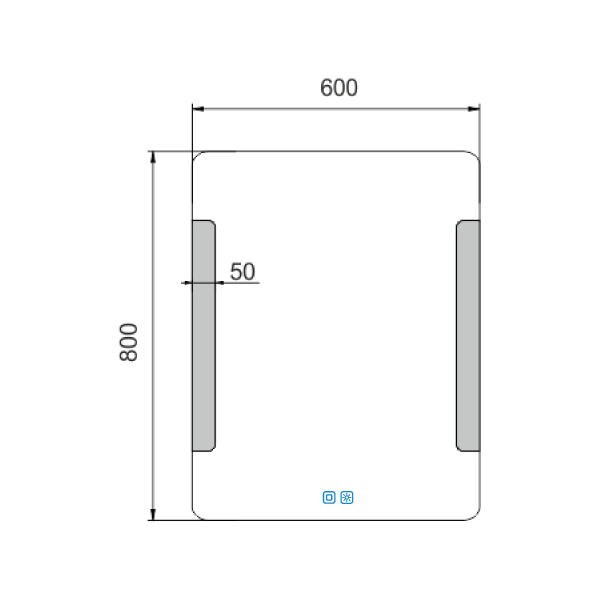 LED zrcadlo 600x800 se dvěma dotykovými senzory