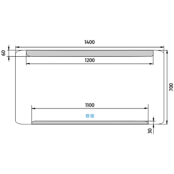 LED zrcadlo 1400x700 se dvěma dotykovými senzory