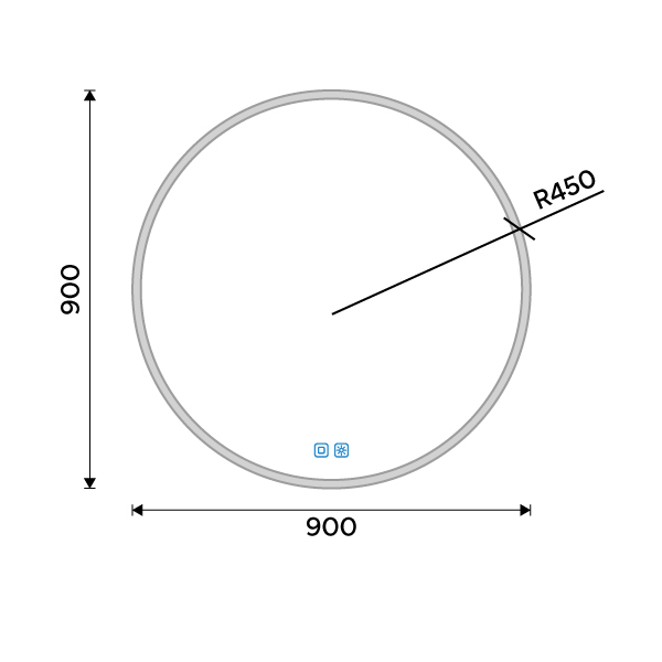 Kulaté LED zrcadlo pr. 900 se dvěma dotykovými senzory