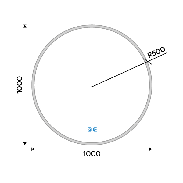 Kulaté LED zrcadlo pr. 1000 se dvěma dotykovými senzory
