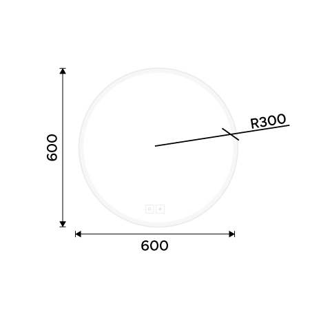 Bílé kulaté LED zrcadlo pr. 600 se dvěma dotykovými senzory