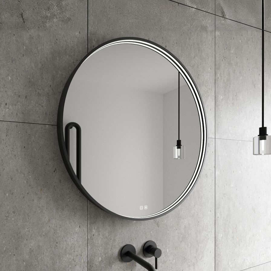 BLACK ROUND LED mirror dia. 600 with two touch sensor